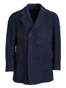 Blue Wool Long Sleeve Coat Jacket