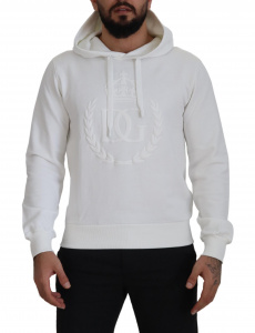 White Cotton Logo Hooded Sweatshirt Sweater