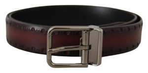 Brown Leather Perforated Metal Buckle Belt