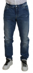 Blue Washed Skinny Cotton Denim Jeans