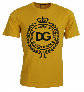 Yellow Dark Cotton Short Sleeve T-shirt