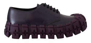 Purple Leather Tractor Lace Up Sneakers Shoes