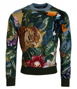 Jungle Wool Silk Pullover Logo Sweater