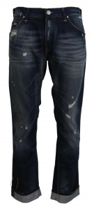 Blue Washed Cotton Straight Fit Men Casual Denim Jeans