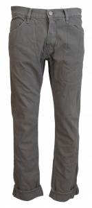 Gray Cotton Straight Fit Folded Hem Casual Denim Jeans