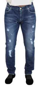 Blue Washed Cotton Men Casual Denim Jeans