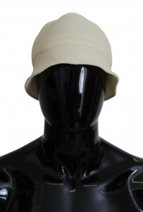 Off White Solid Polyester Bucket Men Hat
