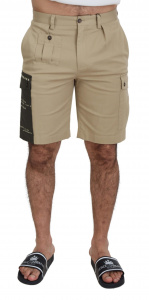 Beige Cotton Cargo Bermuda Shorts