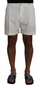 White Cotton Bermuda Casual Shorts