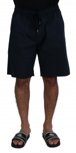 Blue Bermuda Mid Waist Casual Shorts