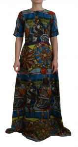 Multicolor Sicily Silk A-line Long Gown Dress