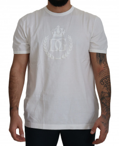 White DG Crown Print Crewneck T-shirt