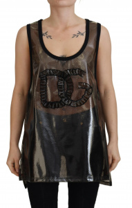 Black Mesh Sleeveless Nylon Tank Logo Top