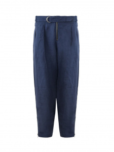 Relaxed Fit Linen Denim Effect Trousers