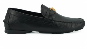 Black Calf Leather Loafers Shoes