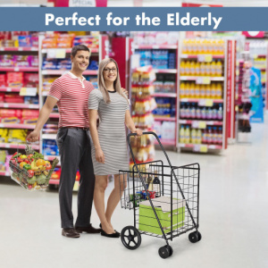 Folding shopping cart with wheels / shopping trolley with storage