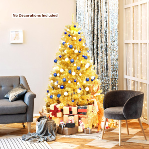 Artificial Tinsel Christmas Tree with Hinged Design and Foldable Stand