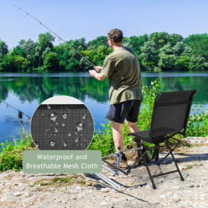 Foldable 360-Degree Swivel Chair with Iron Frame for All-weather Outdoor