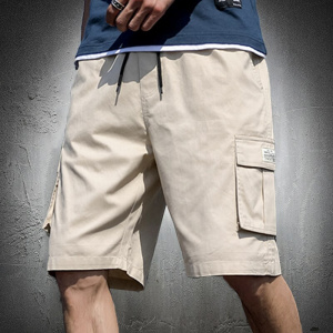 Mens Cargo Shorts Fashion Knee Length Drawstring Men Shorts Cotton Khaki Work Bermudas Masculina Plus Size 7XL