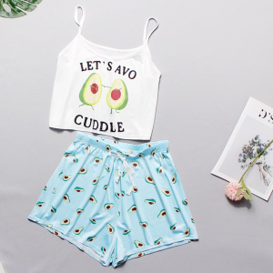 Women's Sleepwear Cute Cartoon Print Short Set Pajamas for Women  Pajama Set Sweet Short Sleeve T Shirts & Shorts Summer Pijama