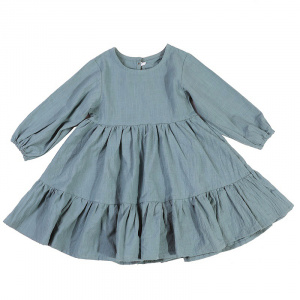 Solid Full Sleeve Ruffle Fashion Dress for Baby Girls