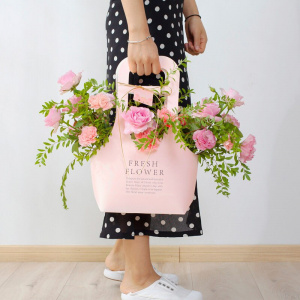 10pcs Kraft Paper Flower Packaging Portable Handbags For Gift Wrapping