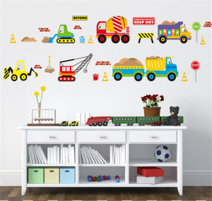 Cartoon Car Wall Stickers for Kids Room Living Room Kindergarten Baby Nursery Home Decoration