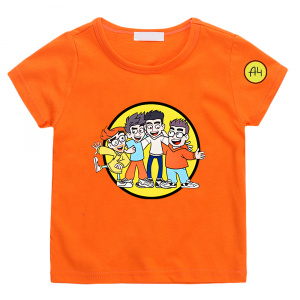 100% Cotton Short Sleeve Cartoon Printed Tshirt Tops for Babies and Kids