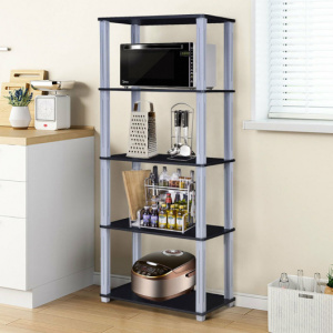 5-Tier Multi-Functional Storage Shelves Rack Display Bookcase-Black