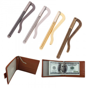 1Pc New Metal Bifold Money Clip Bar Wallet Replace Parts Spring Clamp Cash Holder