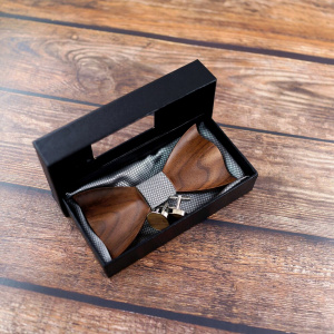 Handmade Corbata Wooden 3D Bow Tie and Cufflinks Gift Set for Men
