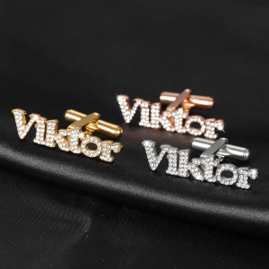 Personalized Iced Out Name Cufflink Custom Stainless Steel Initials Cuff links Buttons Men Shirt Cufflink Jewelry Christmas Gift