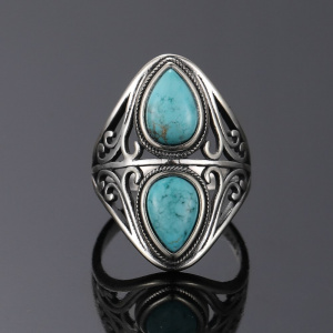 925 Sterling Silver Rings Original Design Vintage Natural Turquoise Ring for Women Men Female Fine Jewelry Gifts