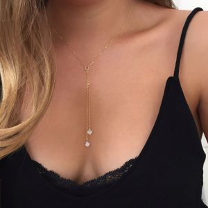New Gold Silver Color Chain Long Crystal Choker Necklace For Women Summer Chocker Necklaces collar collier ras du cou femme