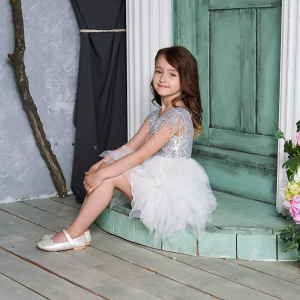 Feather Sequins Girls Dress Tiered Fluffy Tulle Party Kids Princess Dresses for Girls Baby Clothes 2-10Y E13846