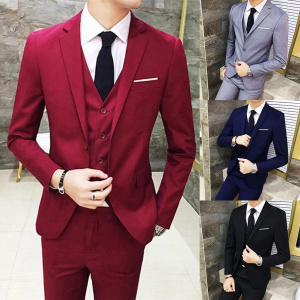 3Pcs/Set Luxury Plus Size Men Suit Set Formal Blazer +Vest +Pants Suits Sets Oversize For Men's Wedding Office Business Suit Set