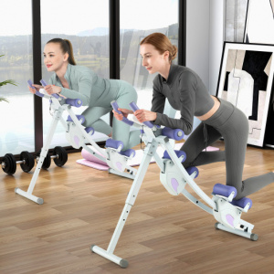 Ab Machine with LCD Monitor and 4 Adjustable Heights-Purple