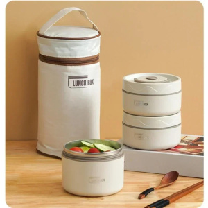 Lunch Box Stainless Steel Food Warmer Bento Lunch Box Container Office Worker Student Cooler Bag