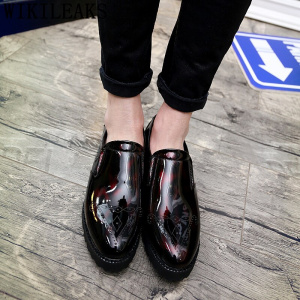 Elegant black patent leather loafers luxury men's wedding dress shoes