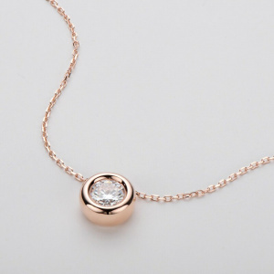 925 Silver 6.5mm Round Moissanite Diamond Pendant Chain Necklace for Women