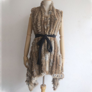 Women Real Fur Vest For Spring Genuine Rabbit Fur Vests Knitted Ladies Autumn Fur Gilet Natural Rabbit Gilets Female
