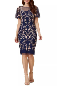 Adrianna Papell flutter sleeve sheath sequin dress