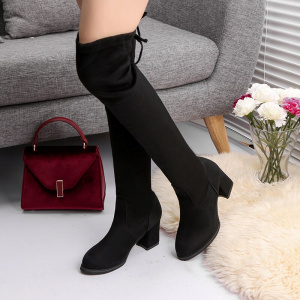 Fashion Women Boots Over The Knee Heels Quality Suede Long Comfort Square Botines Mujer Thigh High Boots