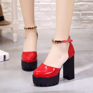 Sexy Mary Jane New Women High Heels Black Women Pumps Female Platform Thick with Round Single Shoes