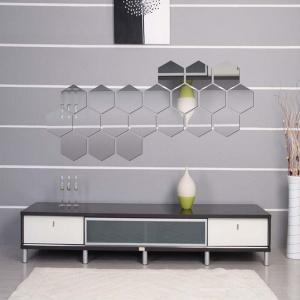 Regular Acrylic Mirror Hexagon 3D Honeycomb Wall Stickers for Home Decoration 12Pcs