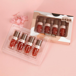 4pcs Velvet Air Lip Glaze Set Matte Lip Gloss Waterproof Sweatproof Nonstick Cup Lipstick Long-lasting Not Fade Makeup TSLM1
