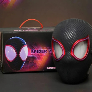 Mascara Miles Spiderman Headgear Cosplay Moving Eyes Electronic Mask Spider Man 1:1 Remote Control Toys for Adults Kids Gift