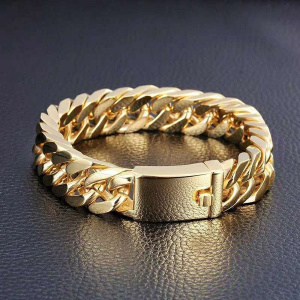 Fashion Hip Hop Curb Chain Bracelet for Men Double Buckle Domineering Bracelet Valentines Day Gift for Boyfriend Mens Jewellery
