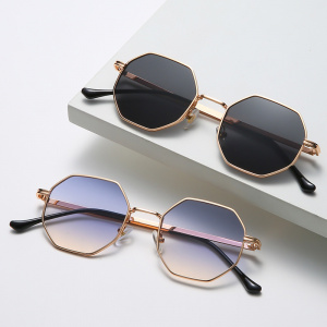 Luxury Square Sunglasses Men Women Fashion Small Frame Polygon Sun Glasses Metal Vintage Retro Brand Octagon Sunglasses