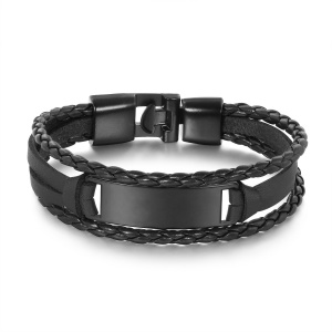 Luxury Brand Custom Logo Name Engrave Leather Bangle & Bracelet Women Handmade life-saving Men Rope Id Bracelets